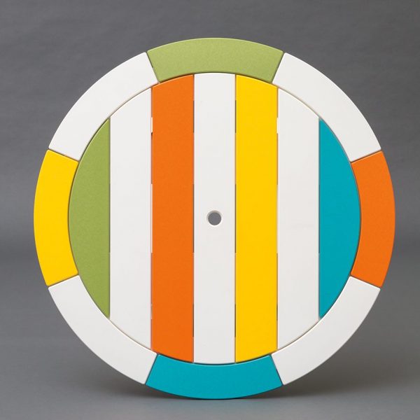 rainbow colored round custom polywood table