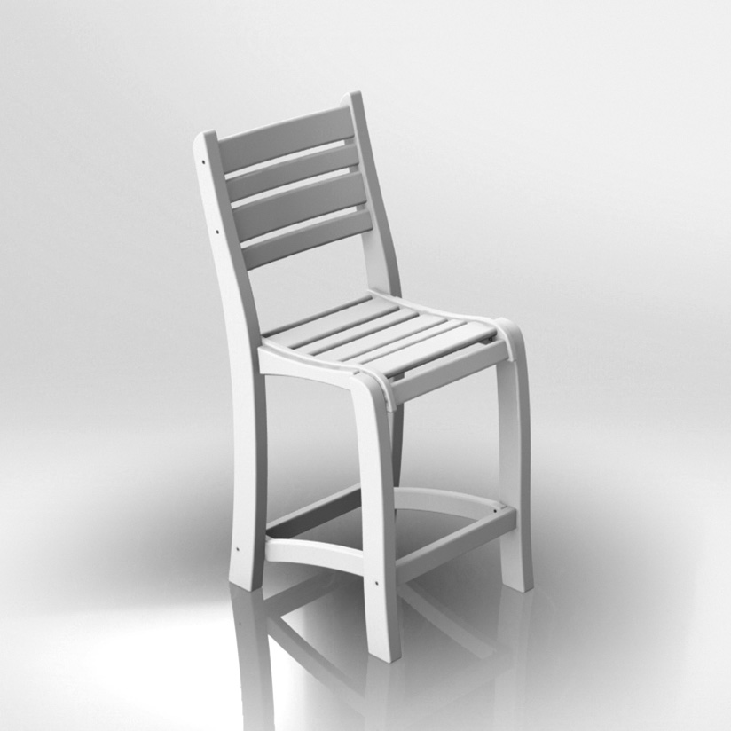 armless 25 inch white balcony chair